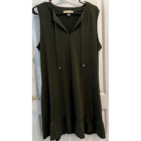 Michael Kors Scuba V-neck Dress Fit Flare Fall XL Gorpcore City Business Work - Picture 1 of 7